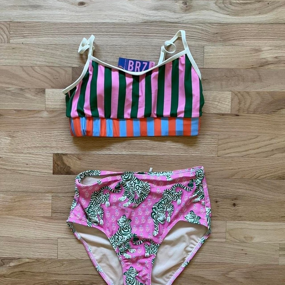 Printfresh x Lime Ricki BRZ Rio de Janeiro Tiger Bikini Set NWT M Top L Bottom